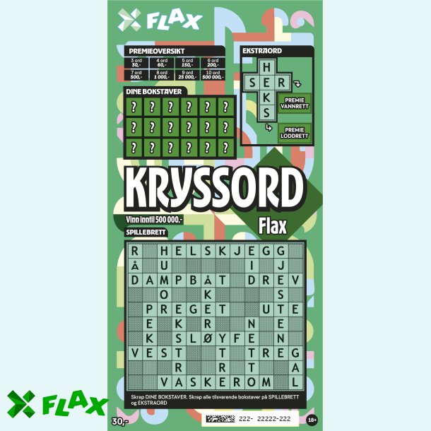 KryssordFlax - 50 lodd per pakke
