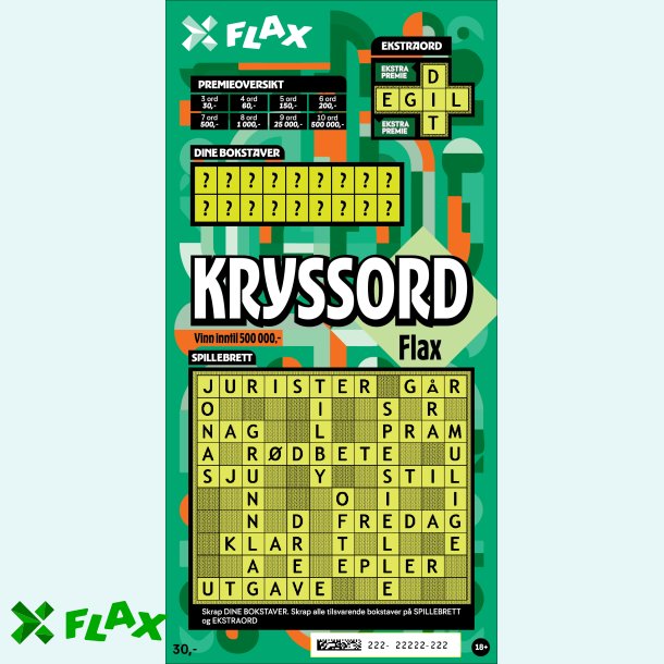 KryssordFlax - 50 lodd per pakke