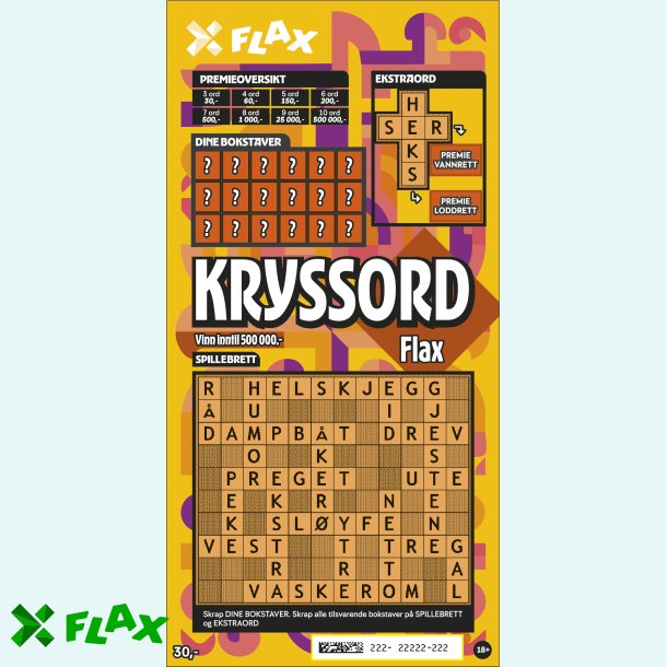 KryssordFlax - 50 lodd per pakke